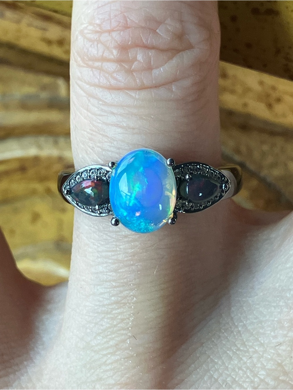 Ethiopian Opal Sterling Silver Ring Size 7
